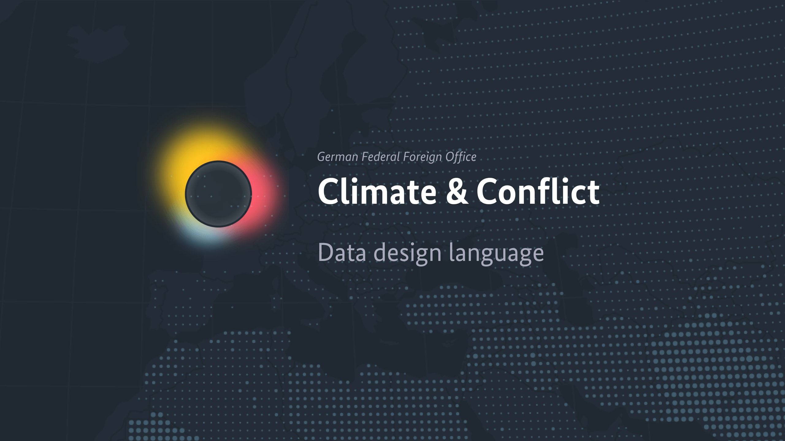 Title slide for the German Federal Foreign Office Climate and Conflict Data Design Language